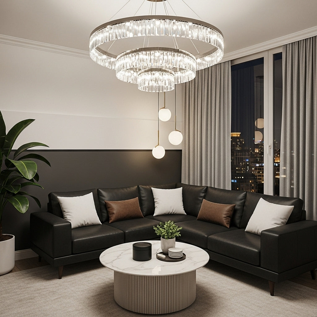 American style cascading crystal ceiling lamp
