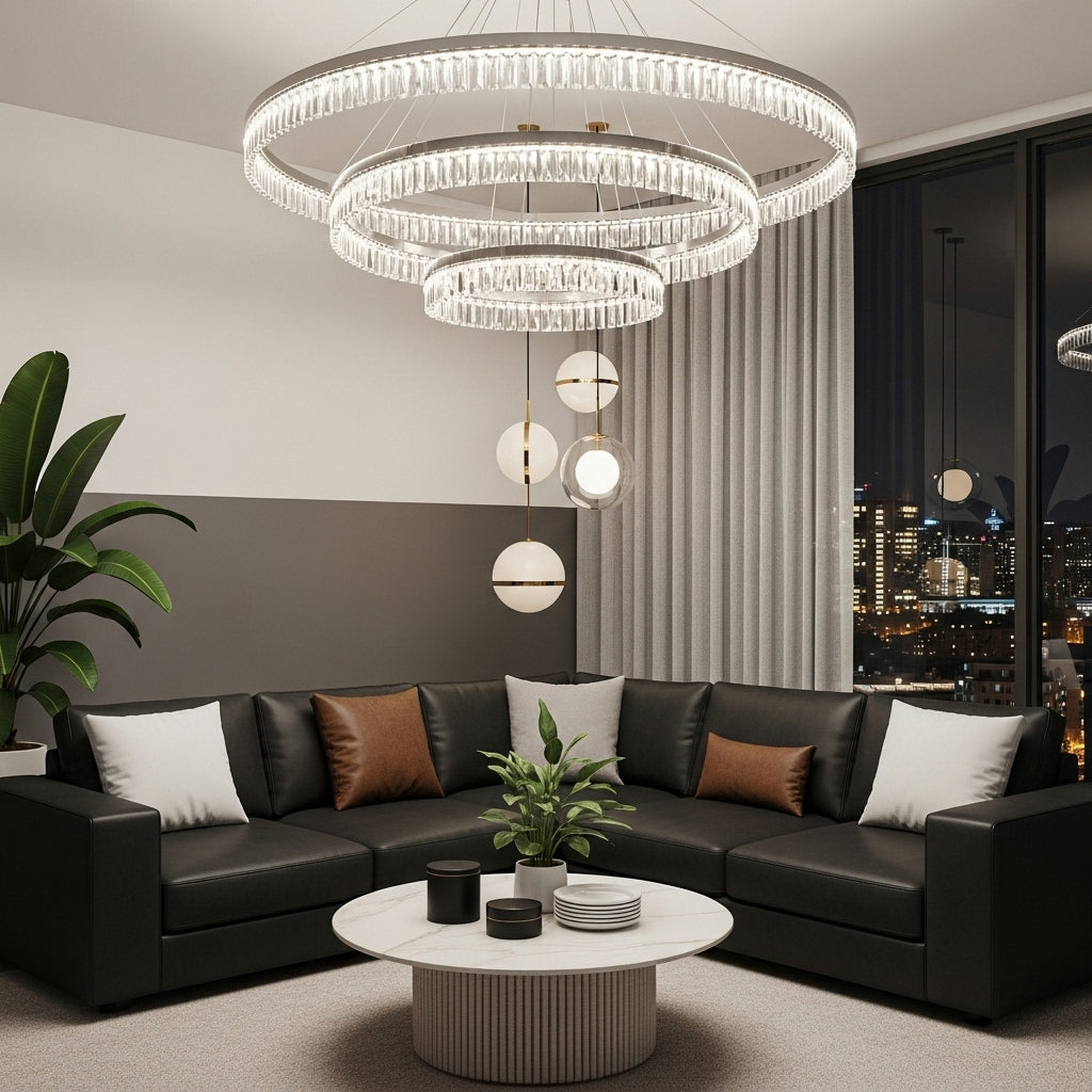American style cascading crystal ceiling lamp